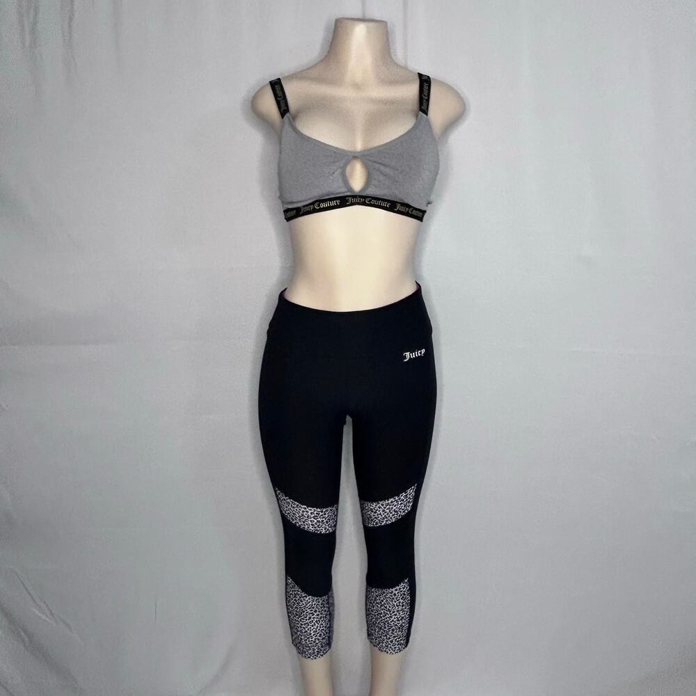 Juicy Couture Medium 2-Piece Lounge Set Logo Bralette & Leopard Leggings